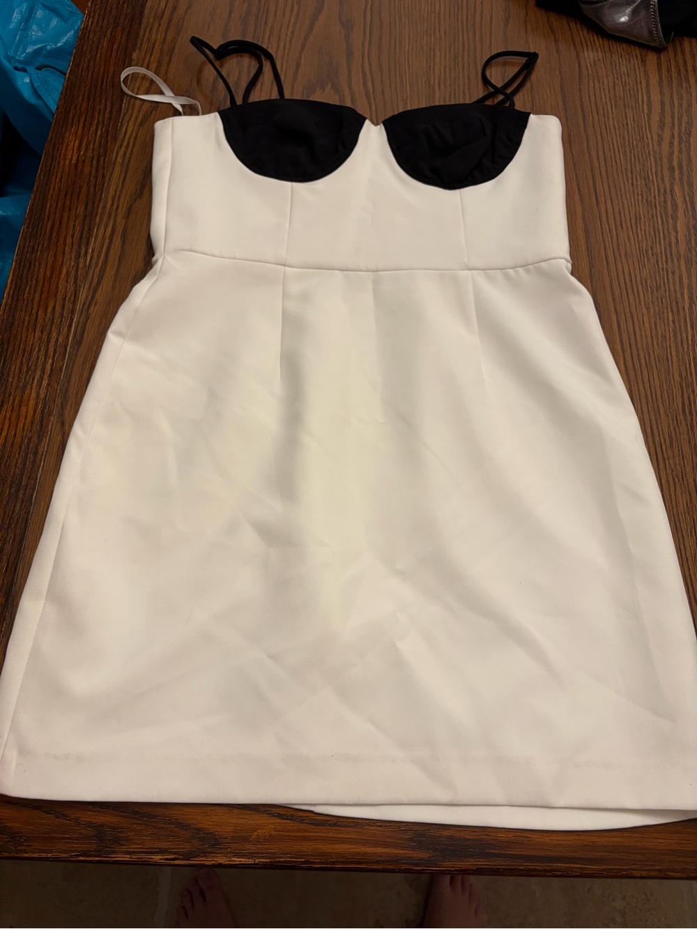 Gianni Bini White Mini Dress with Black Straps